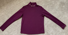 PIKEUR girls fleece lined burgundy polo neck baselayer size 158