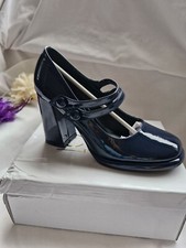 New navy patent double strap