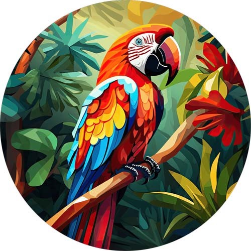 Stained glass floral macaw - glass,