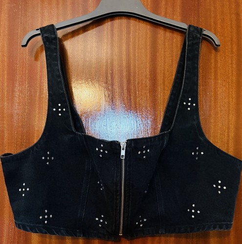Monki black denim embellished