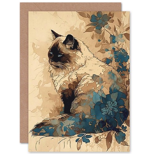 Ragdoll cat floral pattern - cat,