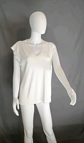Women ribbed knit vest - ribbed, with