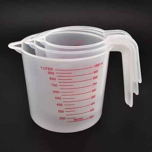 Plastic clear measuring jug - 3x,