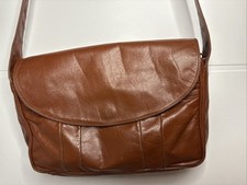 Enny Vintage Italian Designer Brown Leather Handbag,Purse,travel, Weekend Bag