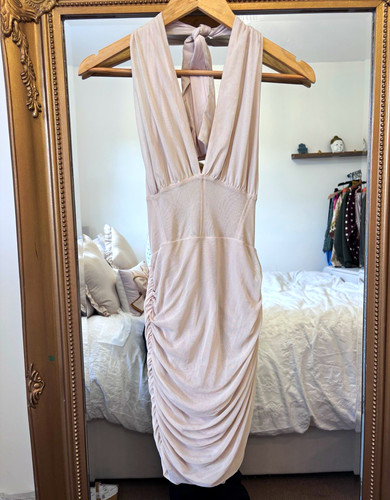 Zara beige ruched halter - , neck