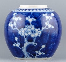 Antique Chinese Porcelain Blue White Ginger Jar Qing Marks 19th Century