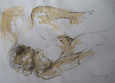 Pencil drawing female nude - female,