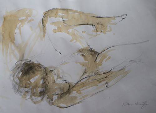 Pencil drawing female nude - pencil,