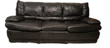 3 Seater Real Leather Sofa Bed Black, IKEA, Memory foam mattress, Coolmax cover