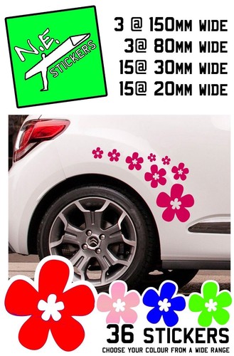 Red daisy vinyl stickers - 36,