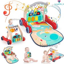 2 in1 Baby Learning Walker,Baby Gym Play Mat Music w/Piano for Newborn Toy Gifts