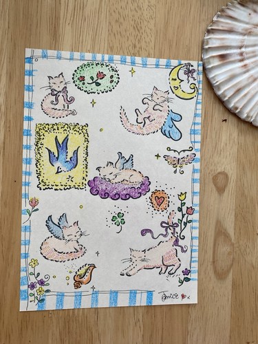 Original art illustration cats - art,
