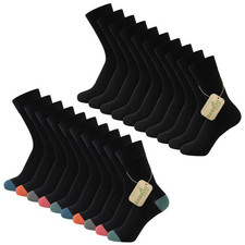 Unisex 10 Pairs Bamboo Socks Mens Ladies Anti-Bacterial Reinforced Heel & Toe