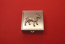 English Bull Terrier Pewter Motif Square Mint / Pill Box Vanity Mirror Xmas Gift