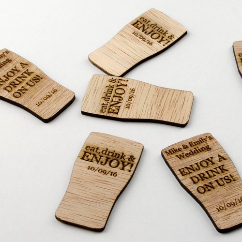 Wooden drink tokens - drink,