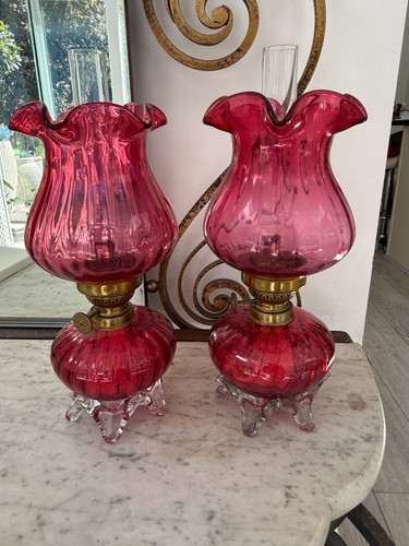 Pair antique cranberry - pair,