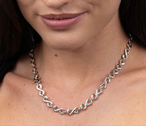 Silver infinity chain necklace - silver,