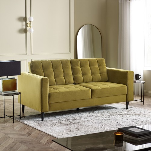 Jolene mustard yellow velvet - velvet, 3