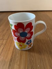 Cath Kidston Flowers Multi Coloured Straight Tea / Coffee Mug 4.25" HIgh