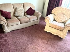 Sofa set-3 seater armchair and material for extra cushions 