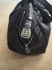 CHANEL Black Quilted Sports Gym Travel Bag