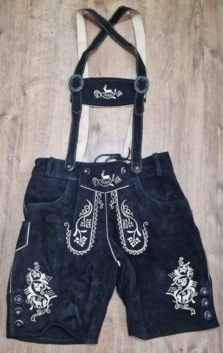 Men black leather lederhosen - men's,