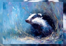 Badger in Grass 5"x7" Print on