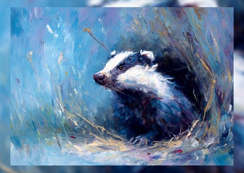 Badger grass print on - 5"x7",