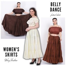 Women Casual Latin American Tribal Dance 25 Yard Cotton Skirt 40 Inch Long Skirt