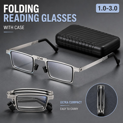 Folding reading glasses metal - glasses,