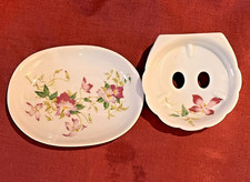 Vintage Limoges Lys Royal Hand Painted Toothbrush Holder & Soap Dish Mint/Excel