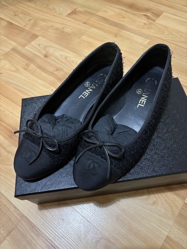 Chanel black tweed ballet - tweed,