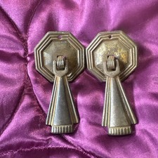 Set Of 2 Original Art Deco Drawer Handles Steel Cabinet Drop Handles 1930s
