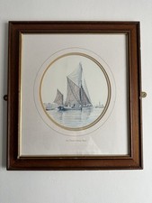 The Thames Barge “May” Square Wooden Frame Art Print England Vessels from 1981
