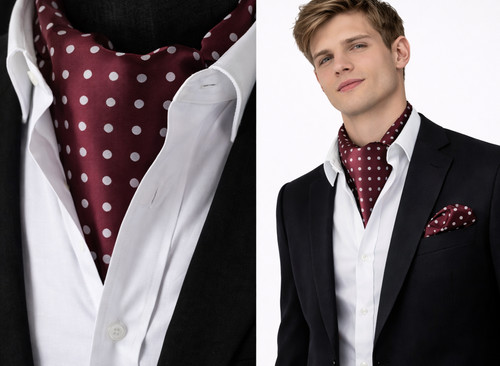 Burgundy men ascot - burgundy,