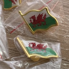 12 Welsh Flag Pin Badges New