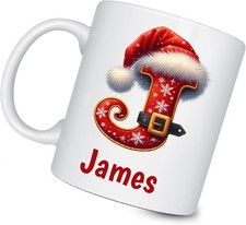 Personalised Christmas Special Name and Initial Mug Tea Coffee Gift- Santa Hat