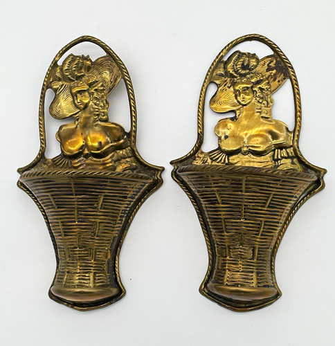 Vintage pair pressed brass - pair,