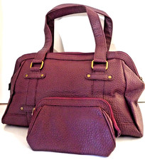 Estee Lauder Handbag Burgundy Leather Look + Makeup Bag Purse New Unused Vintage