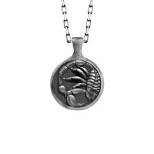 Scorpio Zodiac Necklace in Oxidized Silver with Chain, Horoscope Jewelry
