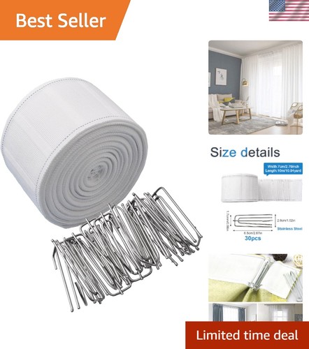 Curtain tape set with - with, hooks