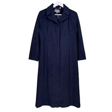 Laura Ashley Over Coat Size UK14 Navy Blue Cashmere Wool Long Button Up Vintage