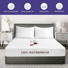 Non Noise Waterproof Terry Mattress Protector Extra Deep Fitted Bed Sheet Cover