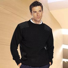 Nato Crew Neck Elbow & Shoulder Patches Black Jumper Size M CR058 AA 03