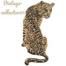 Modern Arcrylic Handmade BROOCH Large Leopard Big Cat Jungle Green Eyes Boxed 
