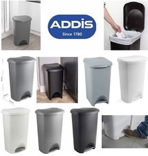 ADDIS 50 LITRE BIN DUSTBIN RUBBISH PAPER KITCHEN WASTE BIN ROLL TOP PEDAL BINS