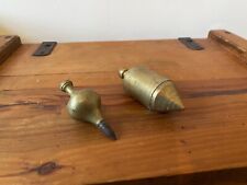 2 X ANTIQUE CONSTRUCTION PLUMB BRASS BOB WEIGHTS WITH NUTS