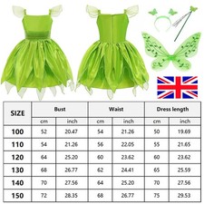Kids Children Tinkerbell Fairy Pixie Fancy Dress Girls Princess Cosplay Costume！