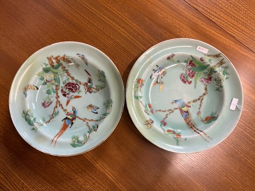 Pair chinese celedon bowls - pair,