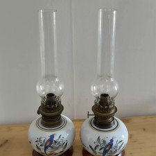 Pair Vintage French Oil Lamps